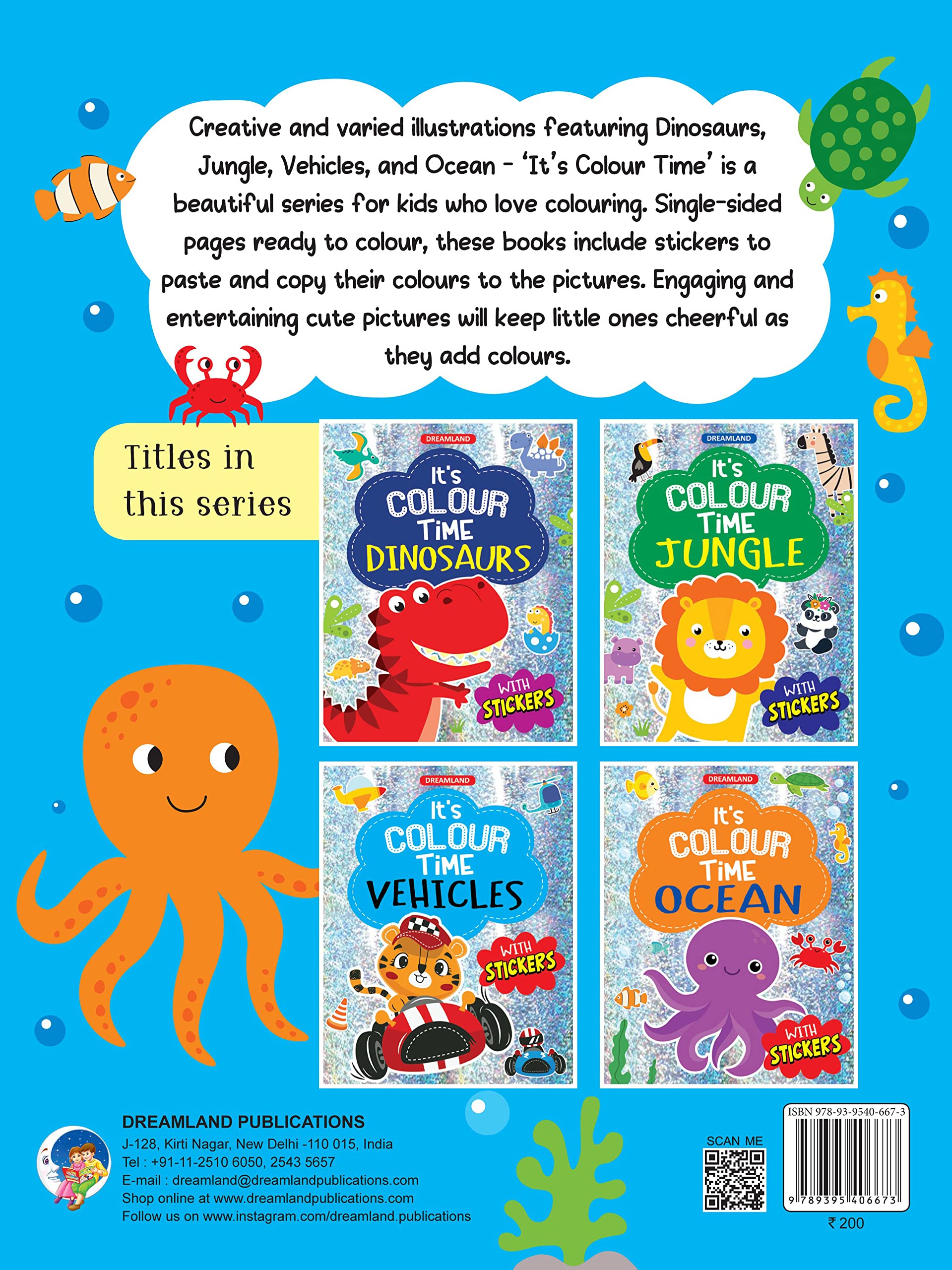 Dreamland Ocean - It's Colour time with Stickers - An Activity Book For Kids Ages 3+