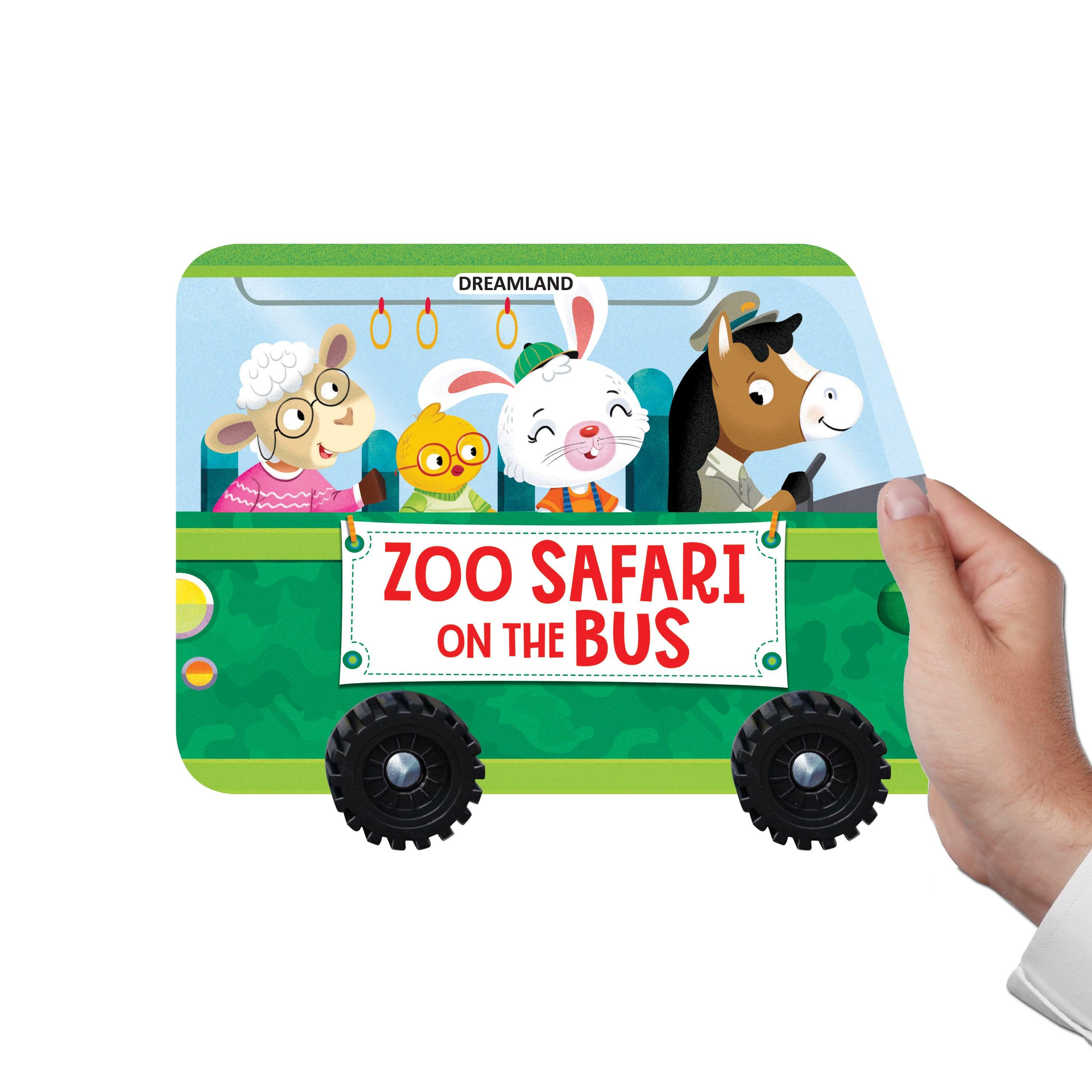 Dreamland Zoo Safari on the Bus - A Shaped Board book with Wheels - A Picture Book For Kids (English) - FunCorp India