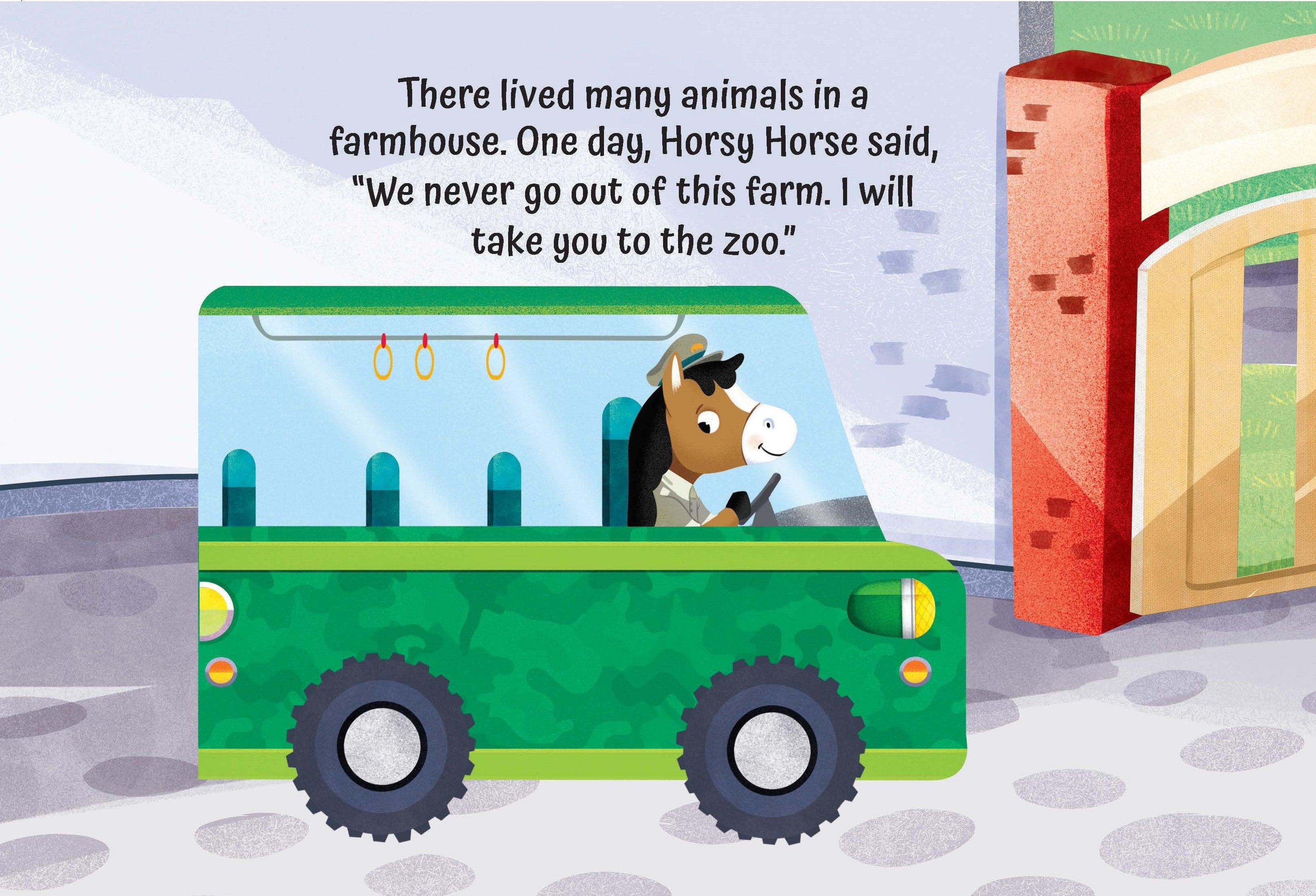 Dreamland Zoo Safari on the Bus - A Shaped Board book with Wheels - A Picture Book For Kids (English) - FunCorp India