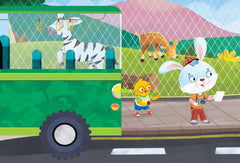 Dreamland Zoo Safari on the Bus - A Shaped Board book with Wheels - A Picture Book For Kids (English) - FunCorp India