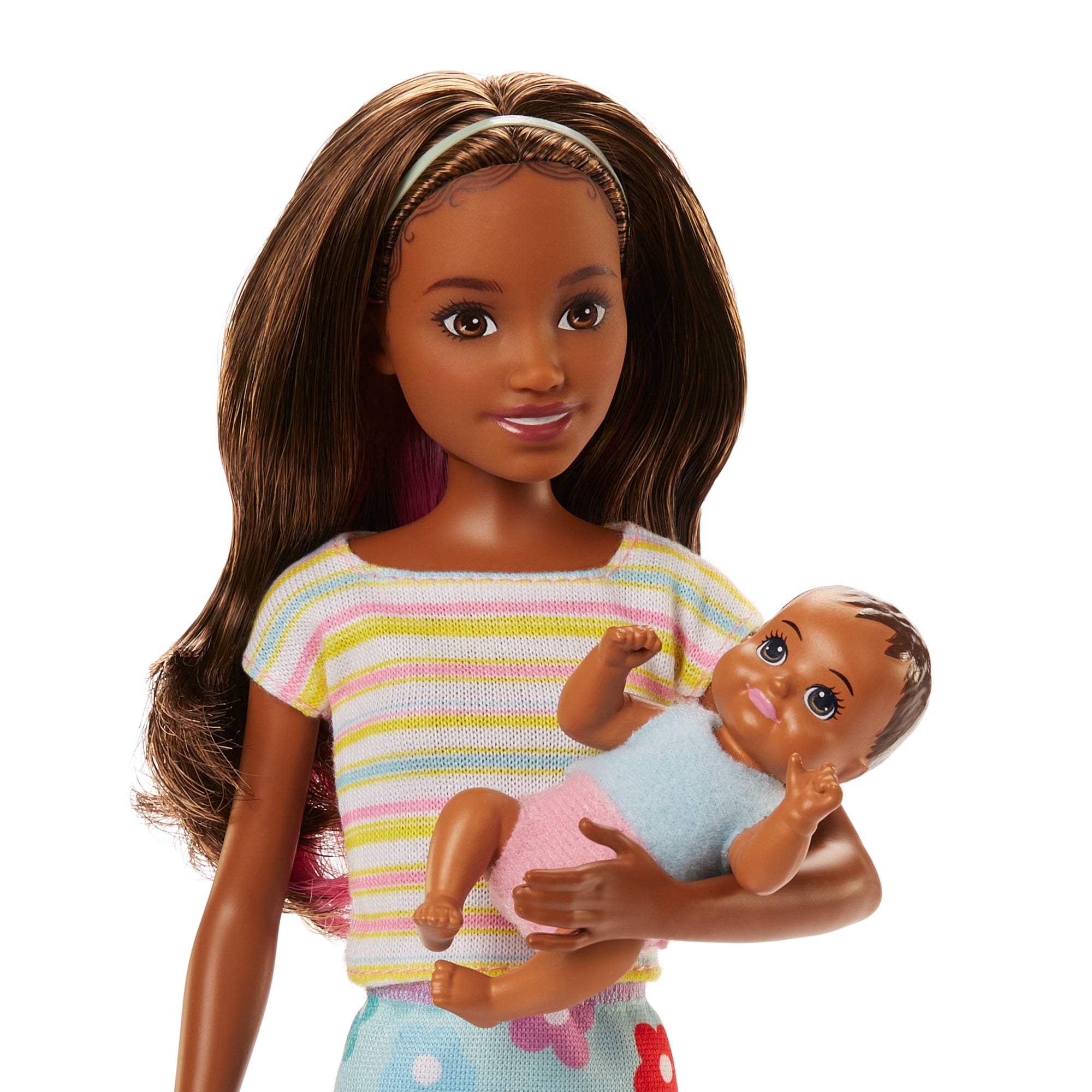 Barbie Skipper Babysitters Doll & Accessories Set with Brunette Skipper Doll with Baby Figure and 5 Accessories for Kids Ages 3+