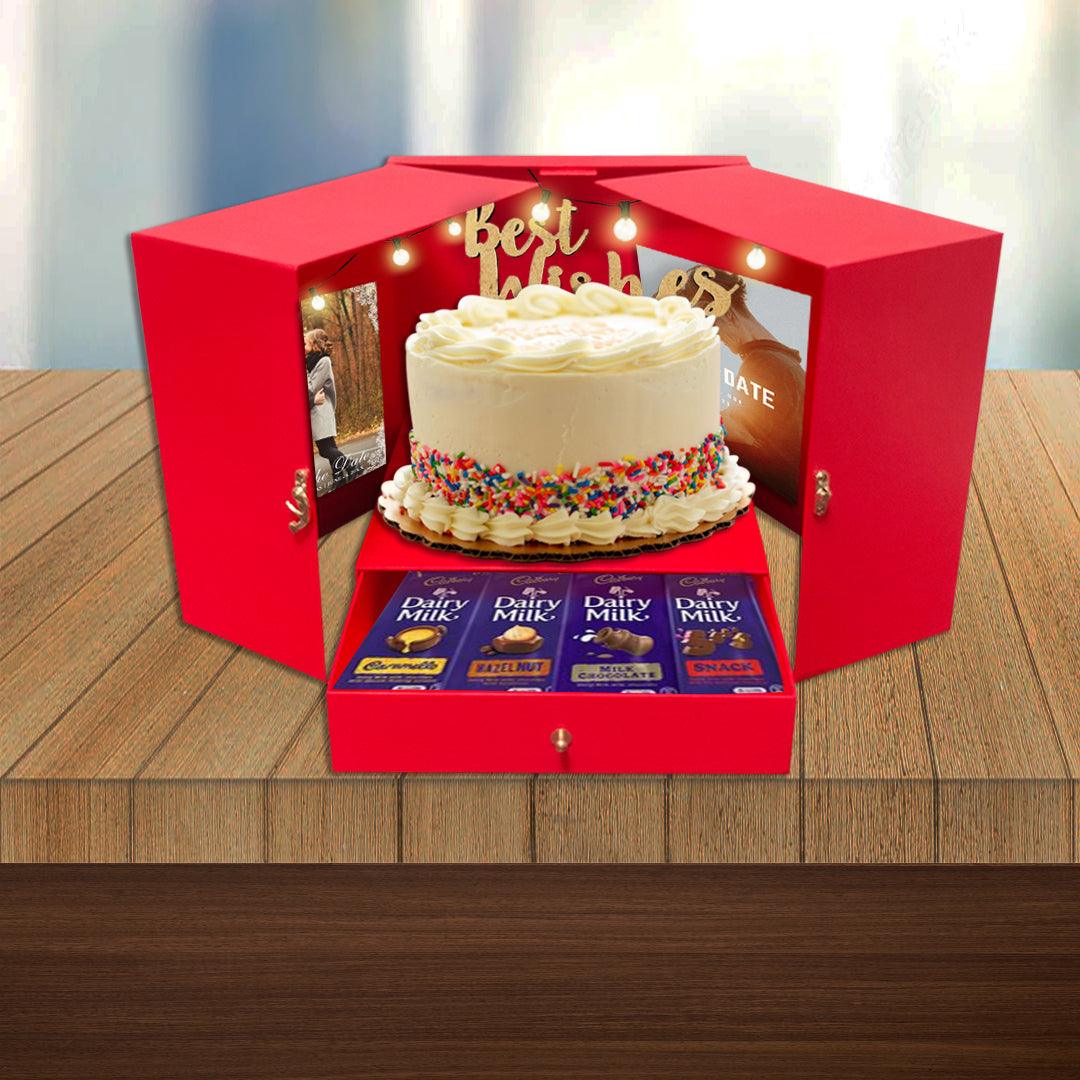 FUN Corp Card Board Surprise Cake Box with One Drawer Gift Box for DIY  Customized Photo and Party Decoration - Red (Light not included)  (Cardboard, Pack of 1) : Amazon.in: Home & Kitchen
